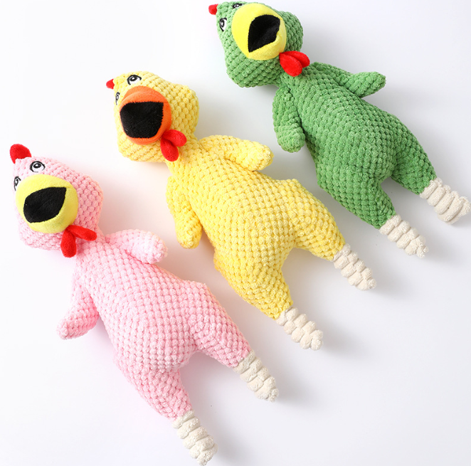 Huhn Helga Hunde Plüsch Kau Spielzeug Kuscheltier - 3 Farben Detailbild Grün Gelb Rosa