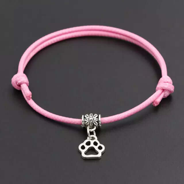 Armband Fußkettchen Größenverstellbar Silber Pfote Tierhilfe Charity mit Tatze Pink