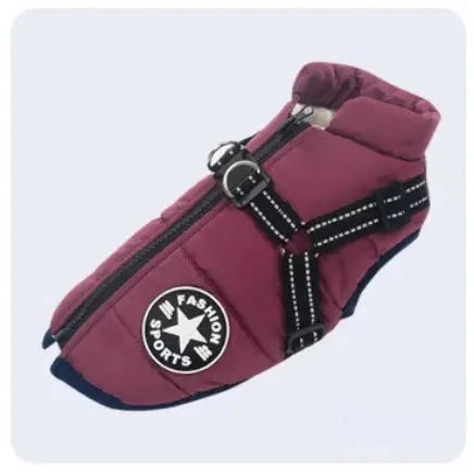 Wasserdichter Hundemantel Regenjacke warm mit Brustgeschirr 5 Farben 3 Größen