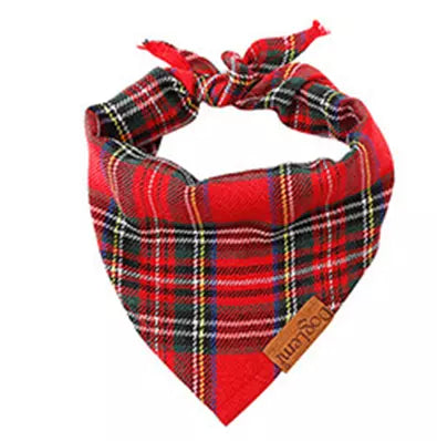 Bandana Halstuch für Hunde Karomuster & Totenkopf Rot