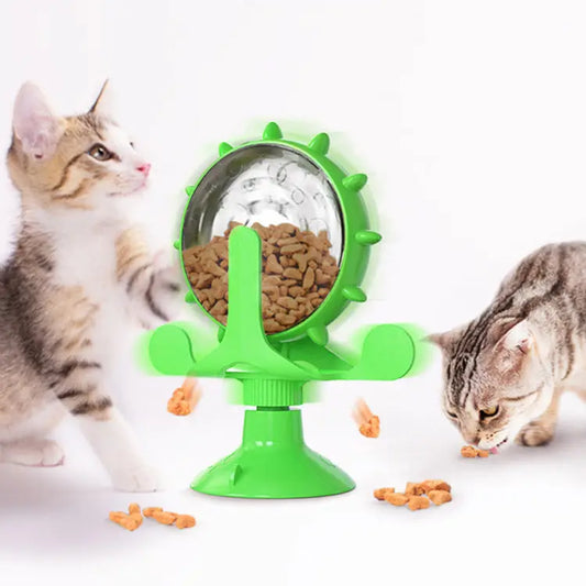 Haustier Katzenspielzeug Windmühle Futterautomat Futterspender Haustierbedarf Rotierend Hauptbild Grün
