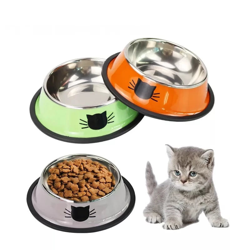 Katzen und Hunde Futternapf aus Edelstahl mit Aufdruck 16cm