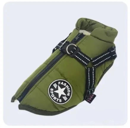Wasserdichter Hundemantel Regenjacke warm mit Brustgeschirr 5 Farben 3 Größen