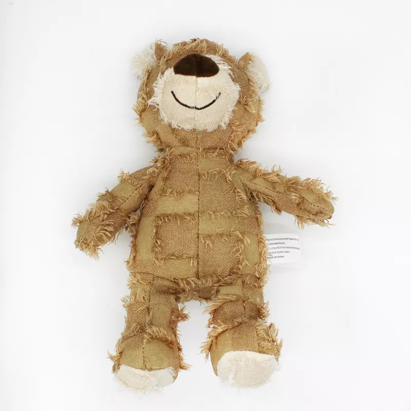 Bär Bruno Hunde Plüsch Kau Spielzeug Kuscheltier Detailaufnahme Braun