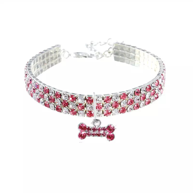Strass Halsband mit Knochen Anhänger für kleine Hunde