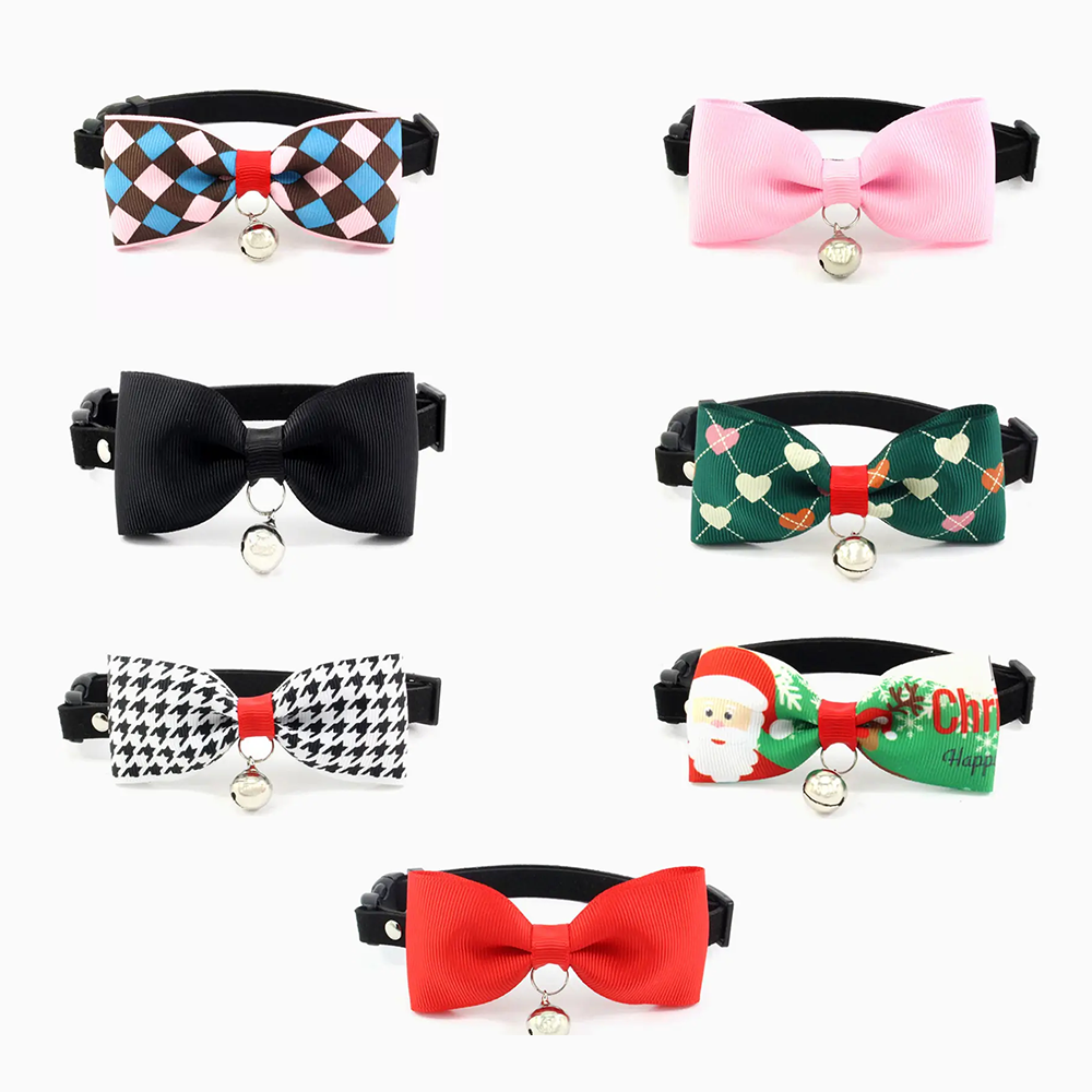 Stylisches Halsband mit Fliege für Katzen und Hunde inkl. Glöckchen