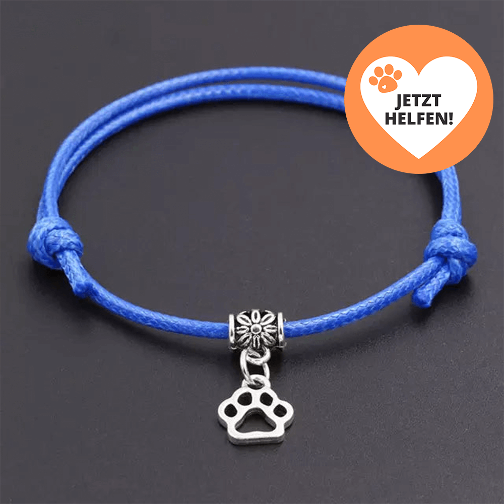 Armband Fußkettchen Größenverstellbar Silber Pfote Tierhilfe Charity mit Tatze