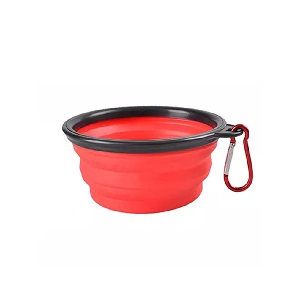 Faltbarer Outdoor Tier Futter Wasser Napf inklusive Karabiner Rot