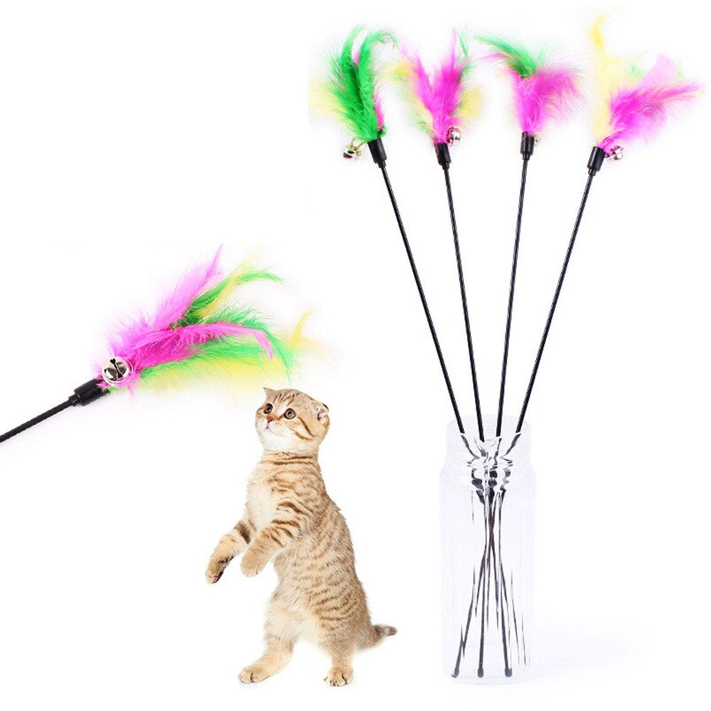 Katzenspielzeug Federstab mit Glöckchen 2er-Set