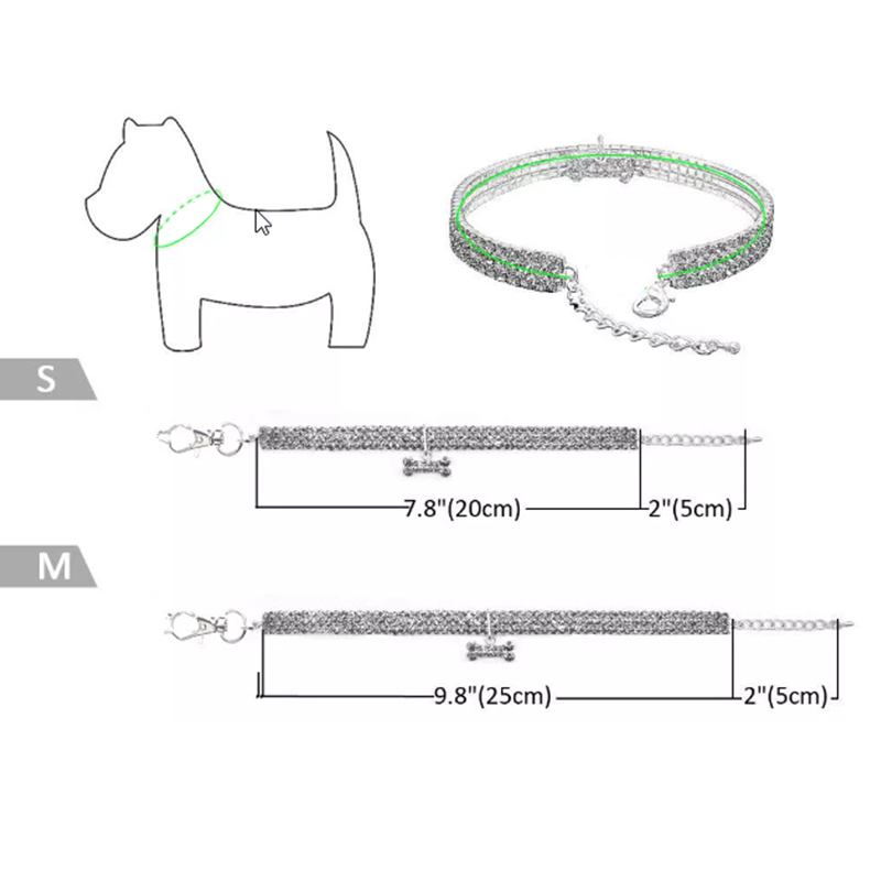 Strass Halsband mit Knochen Anhänger für kleine Hunde