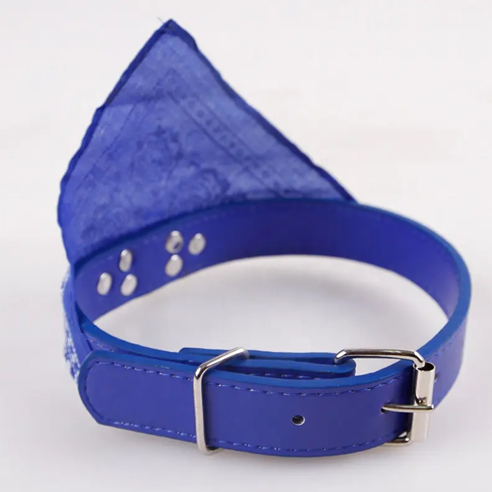 Haustier Halsband Bandana Schal Dreieck PU Leder Lätzchen für Hunde / Welpen Blau Detailbild