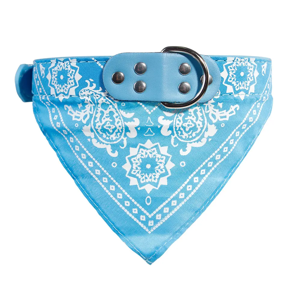 Haustier Halsband Bandana Schal Dreieck PU Leder Lätzchen für Hunde / Welpen Hellblau