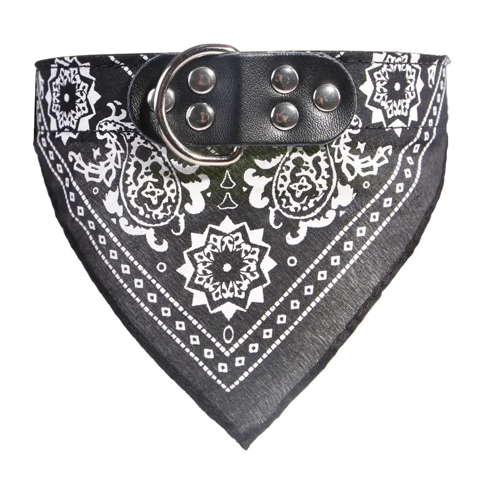 Haustier Halsband Bandana Schal Dreieck PU Leder Lätzchen für Hunde / Welpen Schwarz