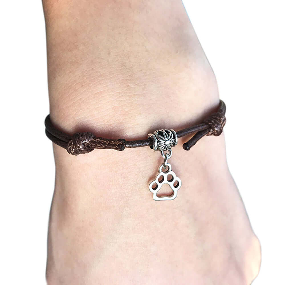 Armband Fußkettchen Größenverstellbar Silber Pfote Tierhilfe Charity mit Tatze