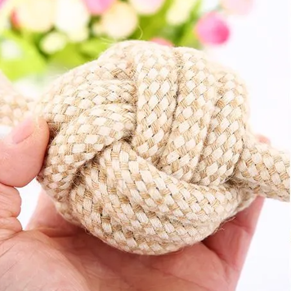 Hunde Ball Wurfspielzeug Robustes Haustier Kauspielzeug für Hunde aus Naturfaser 23 cm x 8 cm Detailbild