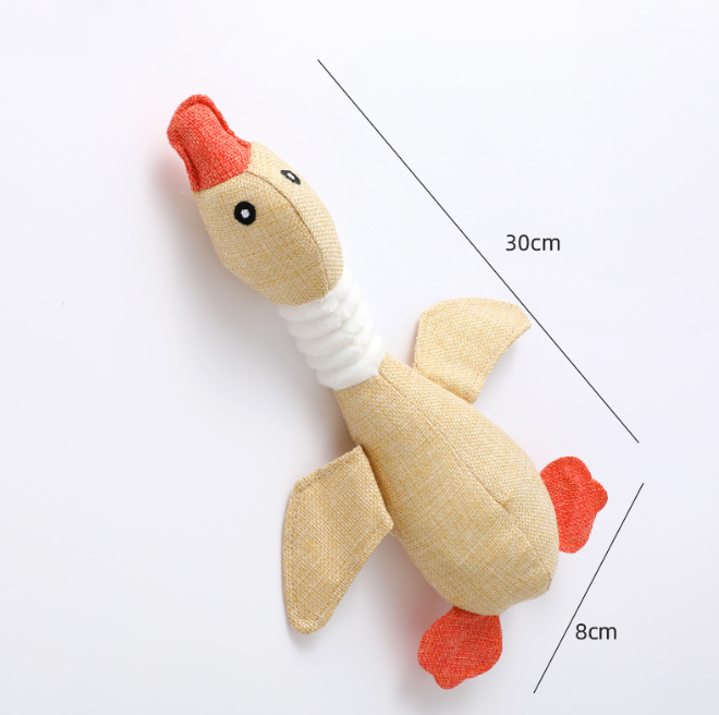 Hunde Kuscheltier Quietschendes Stoff Kauspielzeug Stofftier Hundespielzeug Ente 33 cm Detailbild Beige