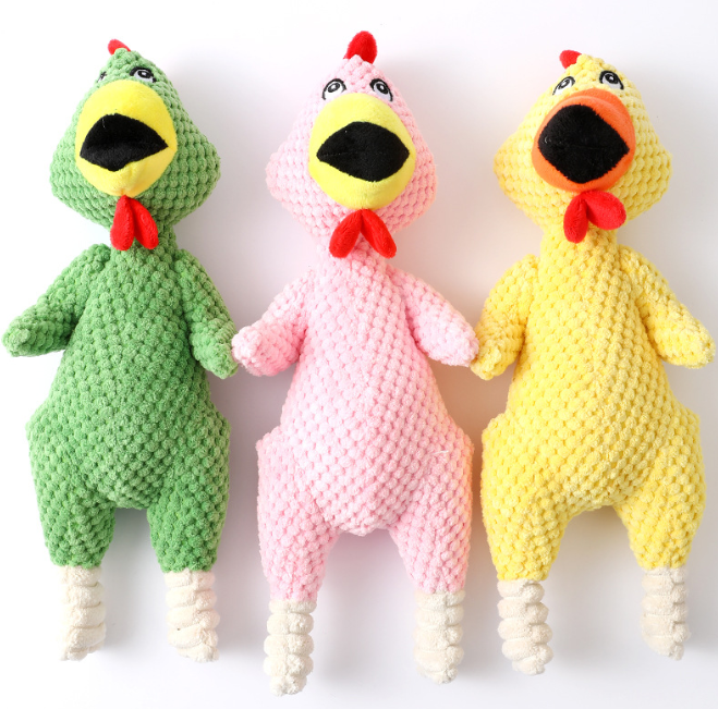 Huhn Helga Hunde Plüsch Kau Spielzeug Kuscheltier - 3 Farben Detailbild Grün Gelb Rosa