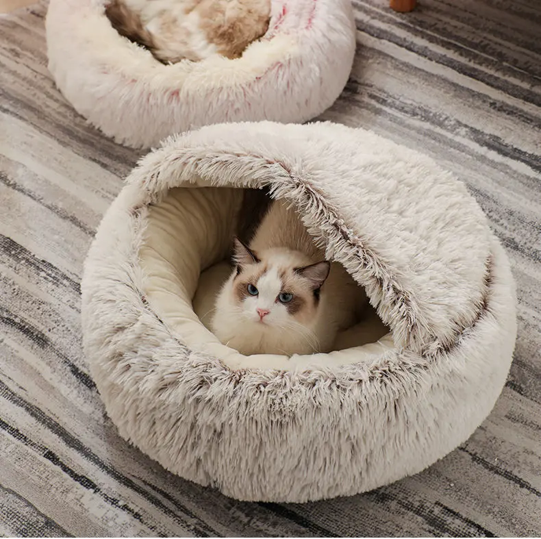 Katzenbett Plüsch Katzenhöhle Kuschelhöhle Katzenversteck