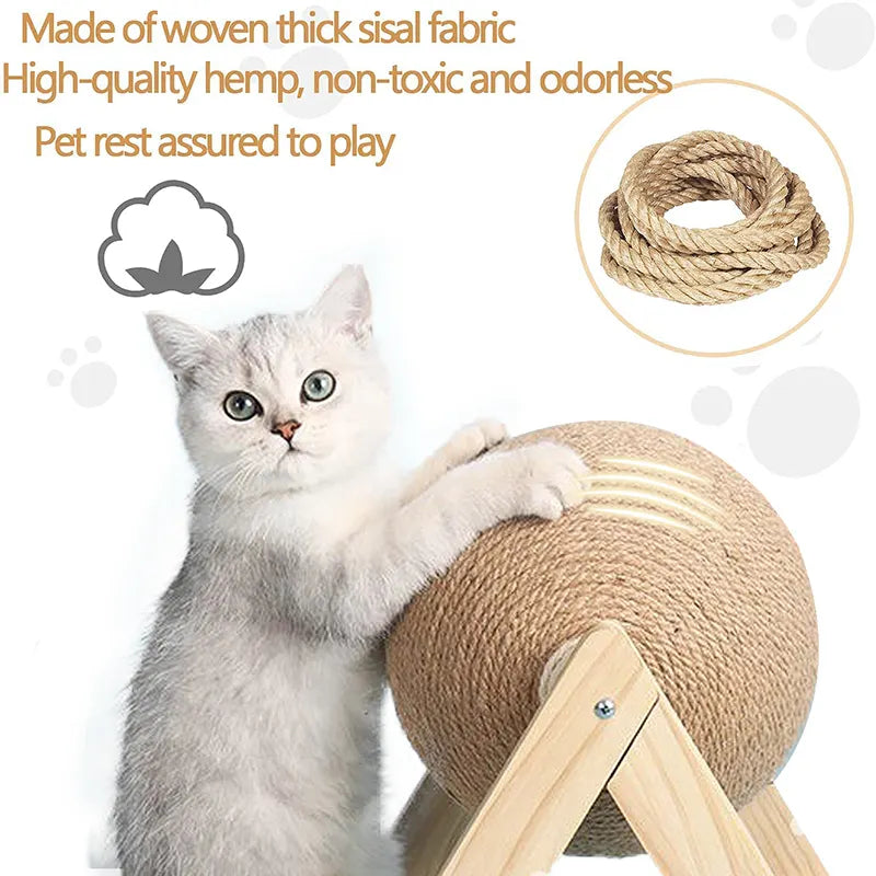 Katzenspielzeug Kratzball Spielzeug Sisal Kratzspielzeug Ball mit Gestell Katzenkratzbrett mit Holzhalterung Detailbild