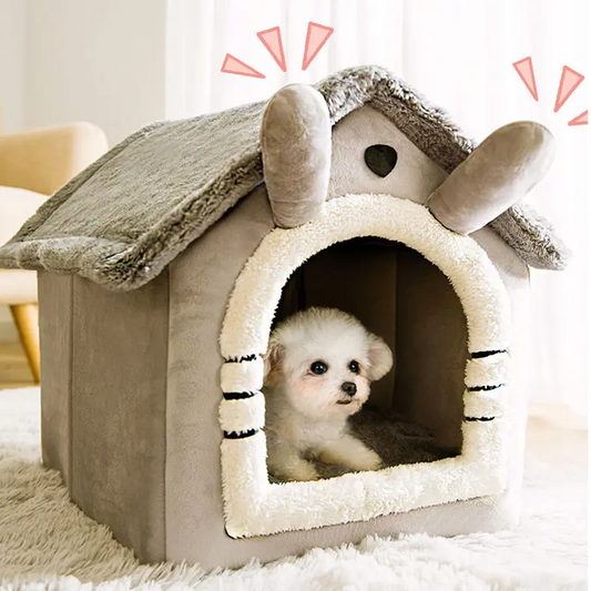 Katzenbett Kuschelhöhle Welpen Katzenhöhle Faltbar Waschbare Hundehütte Hundebett in Grau Hauptbild