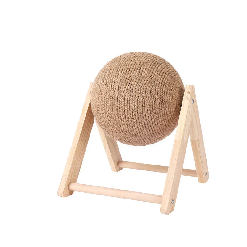 Katzenspielzeug Kratzball Spielzeug Sisal Kratzspielzeug Ball mit Gestell Katzenkratzbrett mit Holzhalterung Detailbild