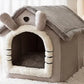 Katzenbett Kuschelhöhle Welpen Katzenhöhle Faltbar Waschbare Hundehütte Hundebett in Grau Detailbild
