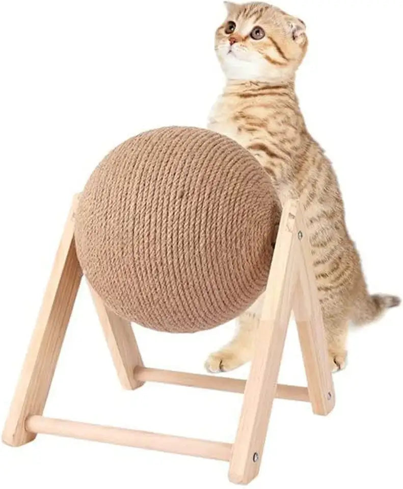 Katzenspielzeug Kratzball Spielzeug Sisal Kratzspielzeug Ball mit Gestell Katzenkratzbrett mit Holzhalterung Detailbild