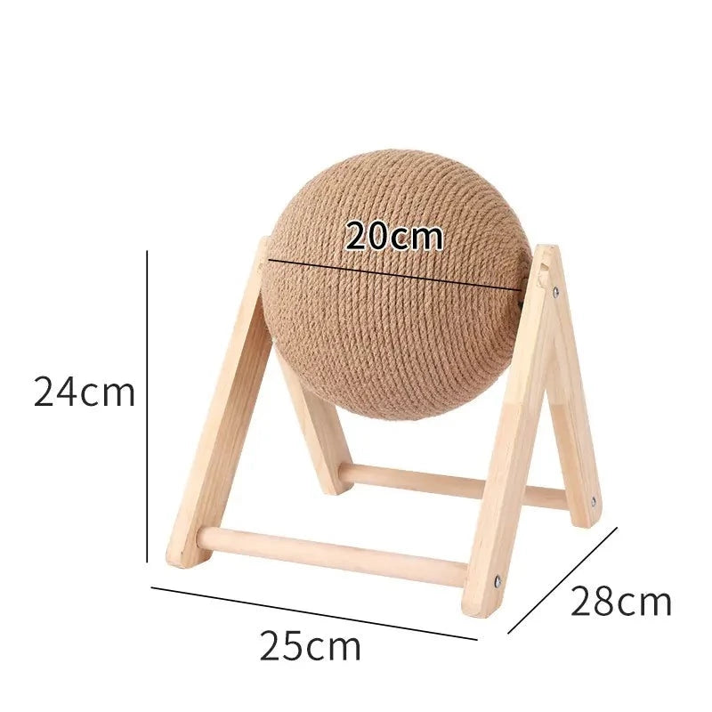 Katzenspielzeug Kratzball Spielzeug Sisal Kratzspielzeug Ball mit Gestell Katzenkratzbrett mit Holzhalterung Detailbild